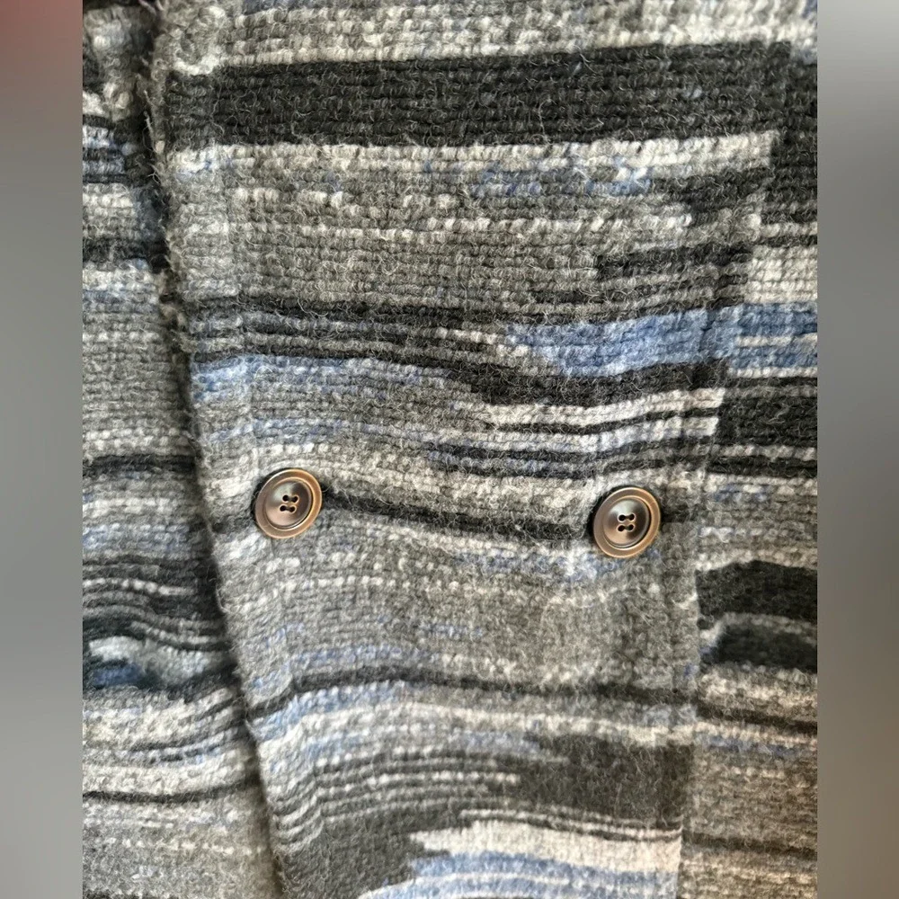 prAna Wool Blend Shawl Collar Pea‎ Coat Gray Blue Women's Small Relaxed Fit